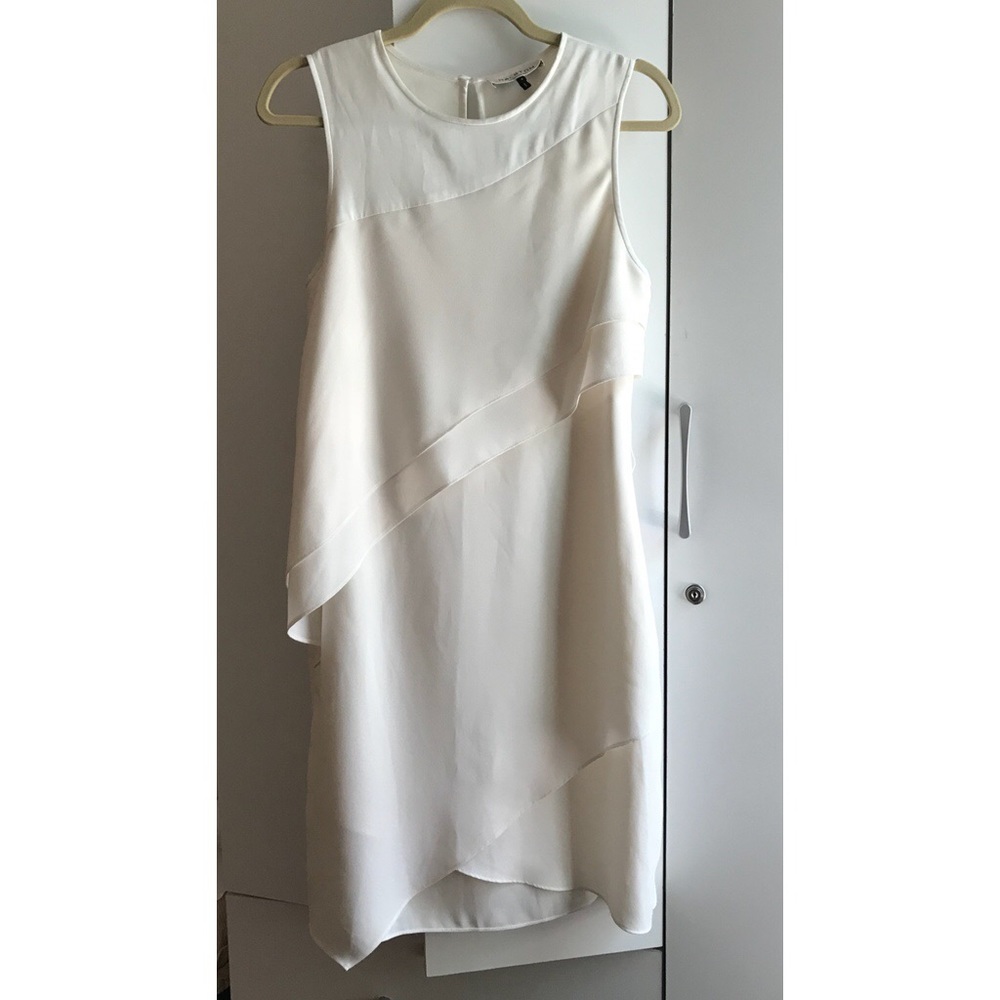 Halston heritage crepe dress cream 4